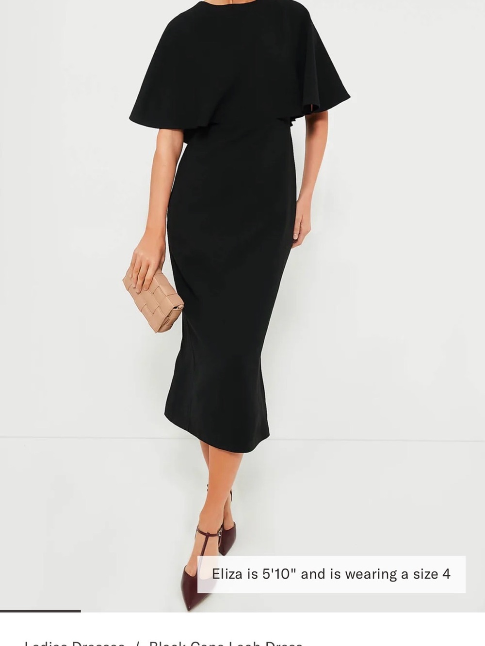 Tuckernuck Black Midi Dress with Cape Overlay - Picture 2 of 4
